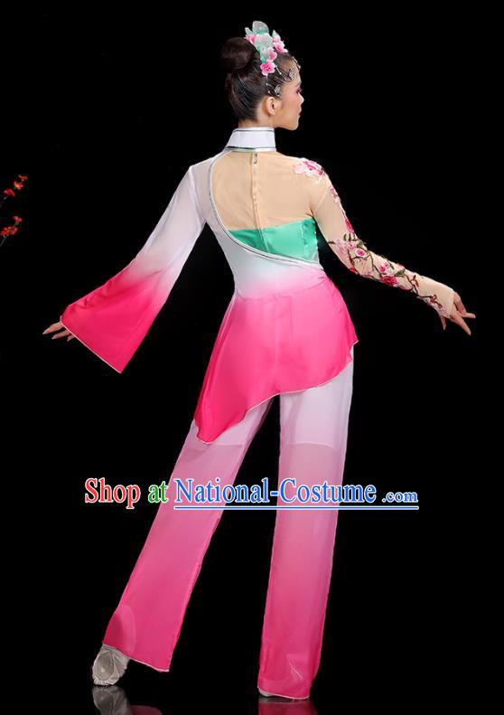 Professional China Folk Dance Pink Outfits Women Group Dance Costumes Yangko Dance Garments Fan Dance Clothing