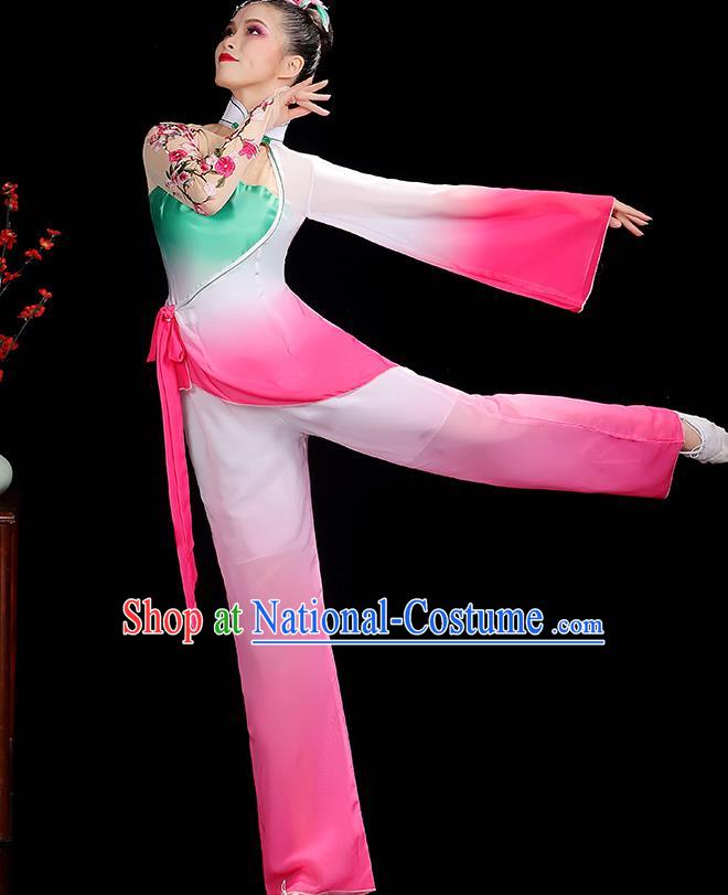 Professional China Folk Dance Pink Outfits Women Group Dance Costumes Yangko Dance Garments Fan Dance Clothing