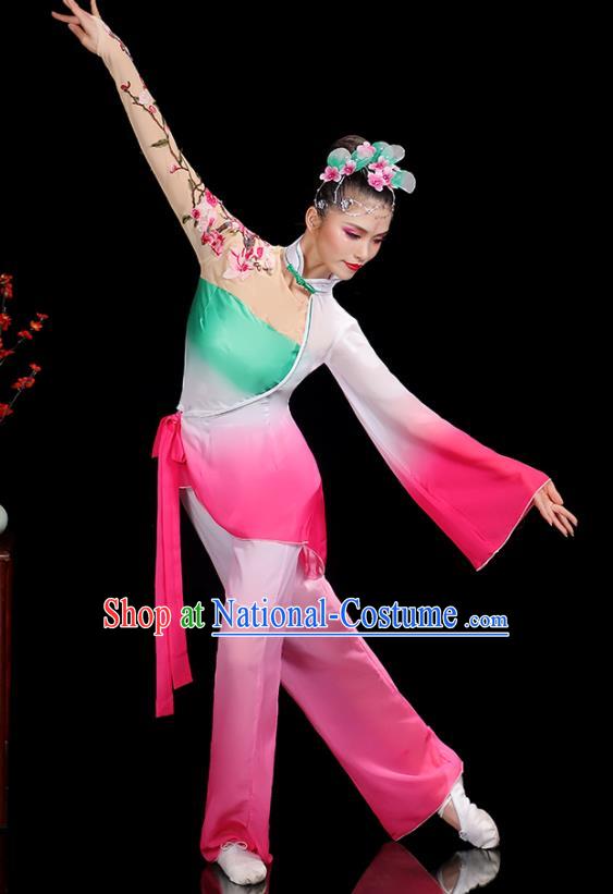 Professional China Folk Dance Pink Outfits Women Group Dance Costumes Yangko Dance Garments Fan Dance Clothing