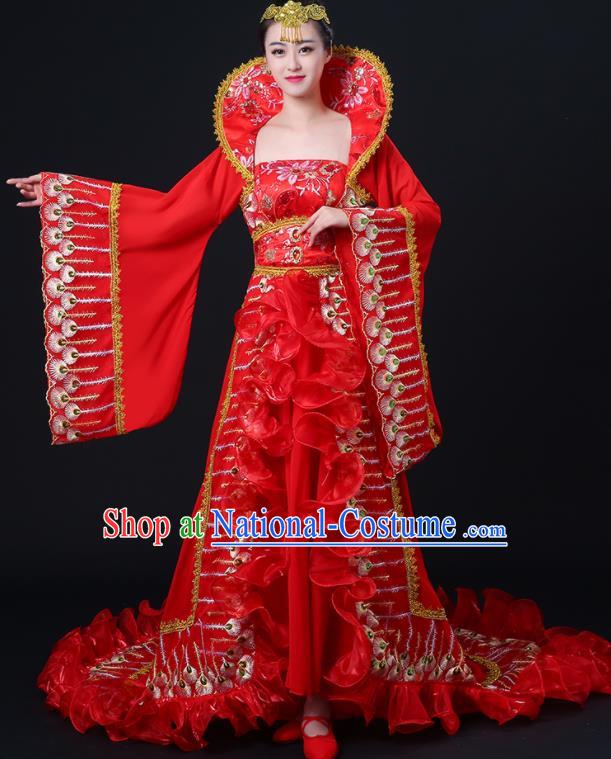 China Woman Dancewear Classical Dance Clothing Tang Dynasty Princess Garment Costumes Ancient Imperial Consort Red Dress