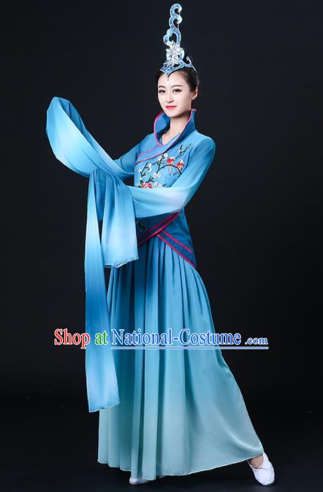 China Water Sleeve Dance Blue Dress Woman Dancewear Classical Dance Clothing Hanfu Dance Garment Costumes