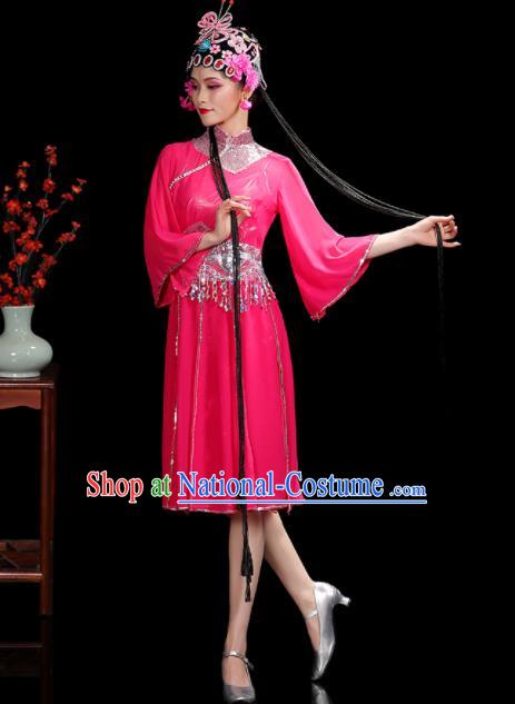 Professional China Women Group Dance Costumes Jazz Performance Garments Modern Dance Clothing Opening Dance Rosy Dress