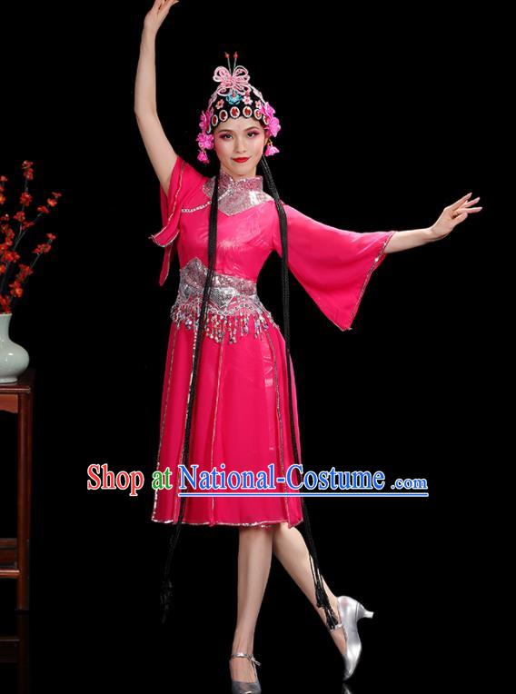 Professional China Women Group Dance Costumes Jazz Performance Garments Modern Dance Clothing Opening Dance Rosy Dress