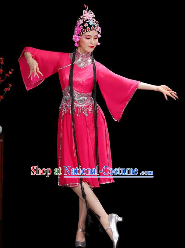 Professional China Women Group Dance Costumes Jazz Performance Garments Modern Dance Clothing Opening Dance Rosy Dress