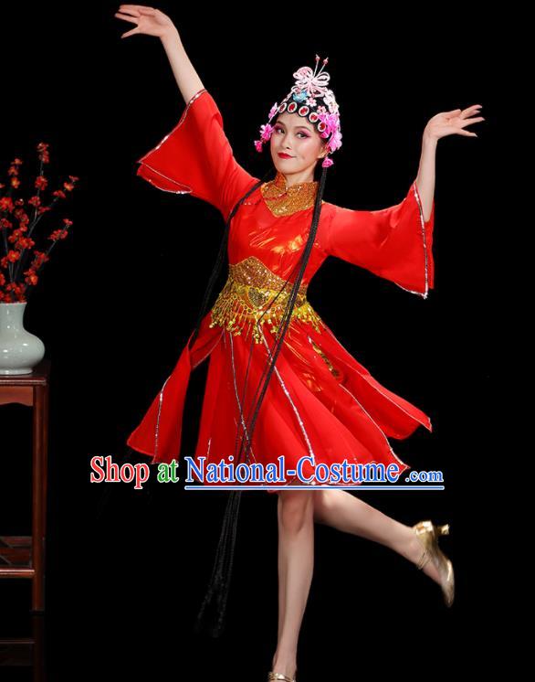 Professional China Opening Dance Red Dress Women Group Dance Costumes Jazz Performance Garments Modern Dance Clothing