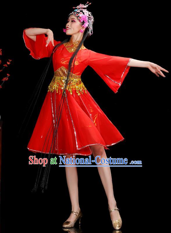 Professional China Opening Dance Red Dress Women Group Dance Costumes Jazz Performance Garments Modern Dance Clothing