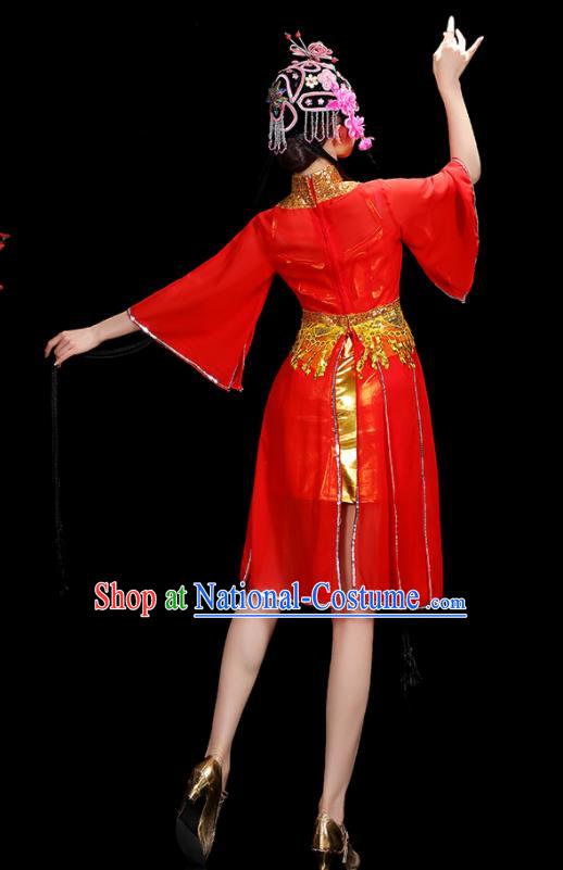 Professional China Opening Dance Red Dress Women Group Dance Costumes Jazz Performance Garments Modern Dance Clothing