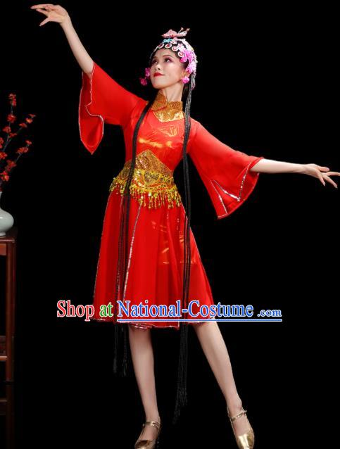 Professional China Opening Dance Red Dress Women Group Dance Costumes Jazz Performance Garments Modern Dance Clothing