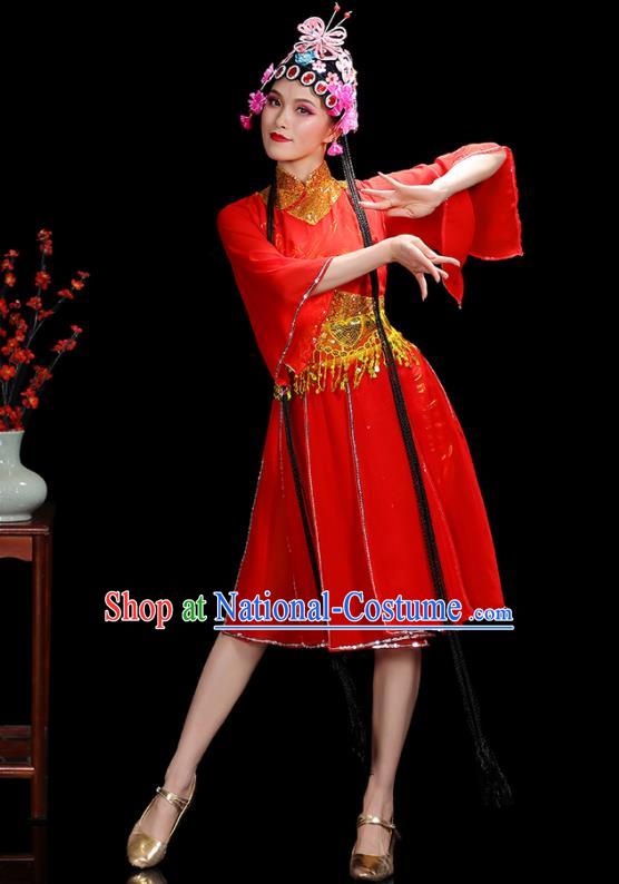 Professional China Opening Dance Red Dress Women Group Dance Costumes Jazz Performance Garments Modern Dance Clothing