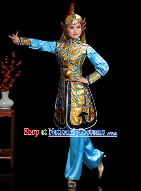 China Water Drum Dance Blue Outfits Woman Performance Clothing Classical Dance Garment Costumes General Dance Dress