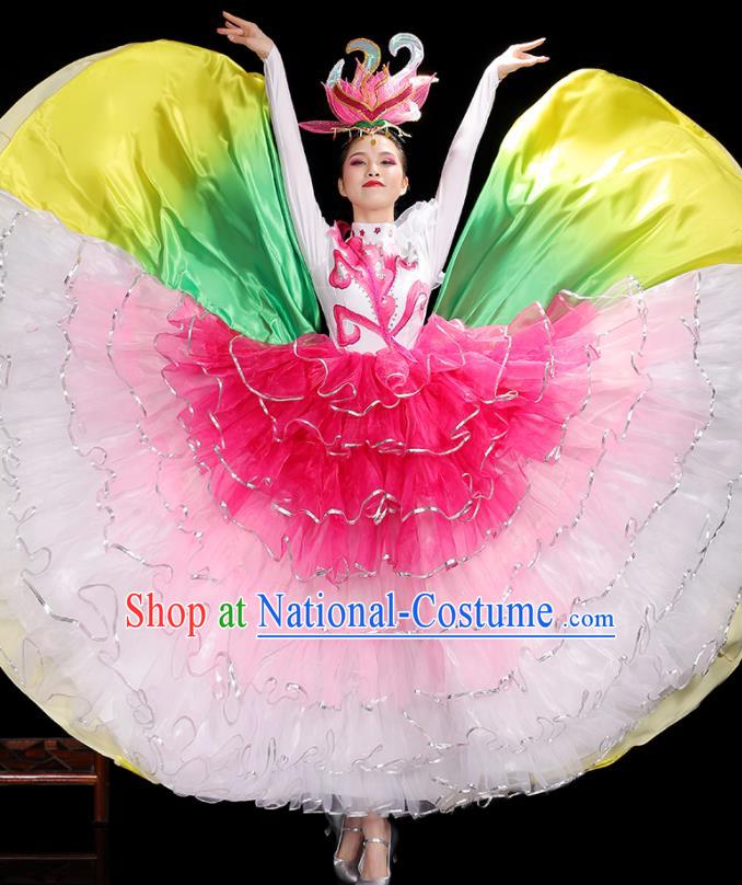 Professional China Modern Dance Clothing Opening Dance Pink Dress Women Group Dance Costumes Chorus Performance Garments