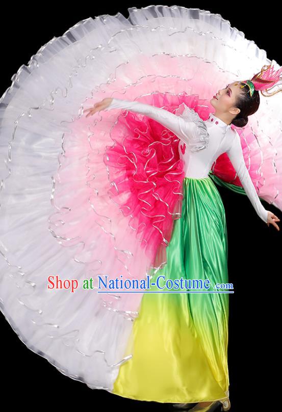 Professional China Modern Dance Clothing Opening Dance Pink Dress Women Group Dance Costumes Chorus Performance Garments