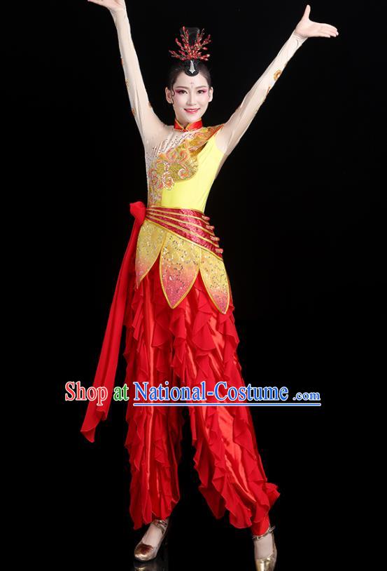 Chinese Folk Dance Clothing Traditional Fan Dance Outfits Female Drum Dance Costumes Yangko Performance Apparels