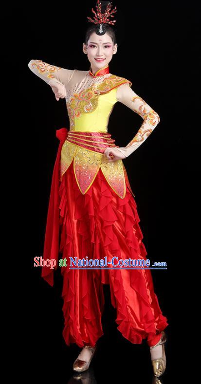 Chinese Folk Dance Clothing Traditional Fan Dance Outfits Female Drum Dance Costumes Yangko Performance Apparels