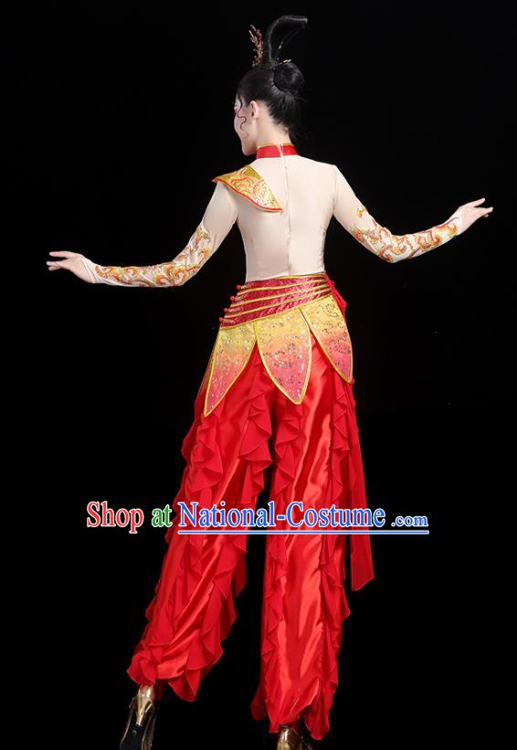 Chinese Folk Dance Clothing Traditional Fan Dance Outfits Female Drum Dance Costumes Yangko Performance Apparels