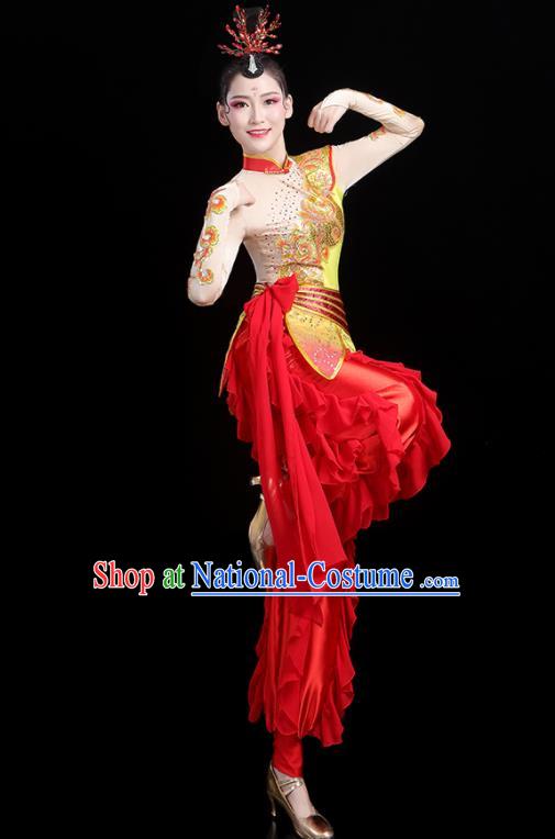 Chinese Folk Dance Clothing Traditional Fan Dance Outfits Female Drum Dance Costumes Yangko Performance Apparels