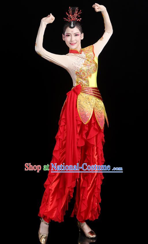 Chinese Folk Dance Clothing Traditional Fan Dance Outfits Female Drum Dance Costumes Yangko Performance Apparels