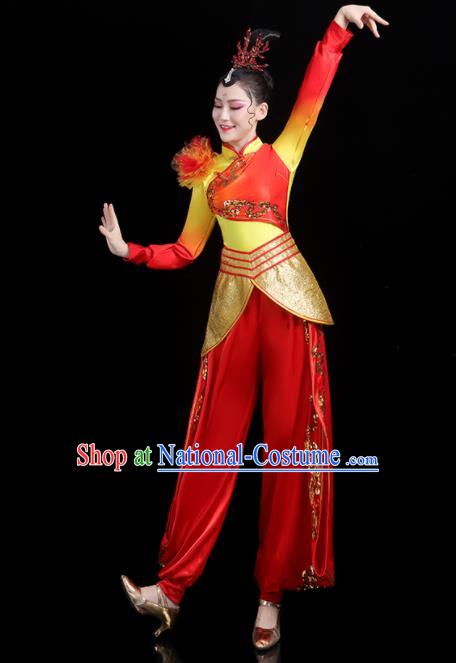 Chinese Yangko Performance Apparels Folk Dance Clothing Traditional Fan Dance Outfits Female Drum Dance Costumes