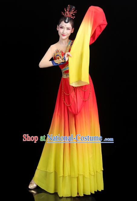 China Jinghong Dance Outfits Woman Performance Clothing Classical Dance Garment Costumes Umbrella Dance Red Dress