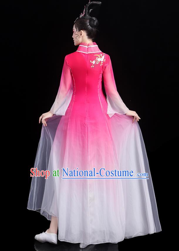 China Umbrella Dance Pink Dress Fan Dance Outfits Woman Performance Clothing Classical Dance Garment Costumes