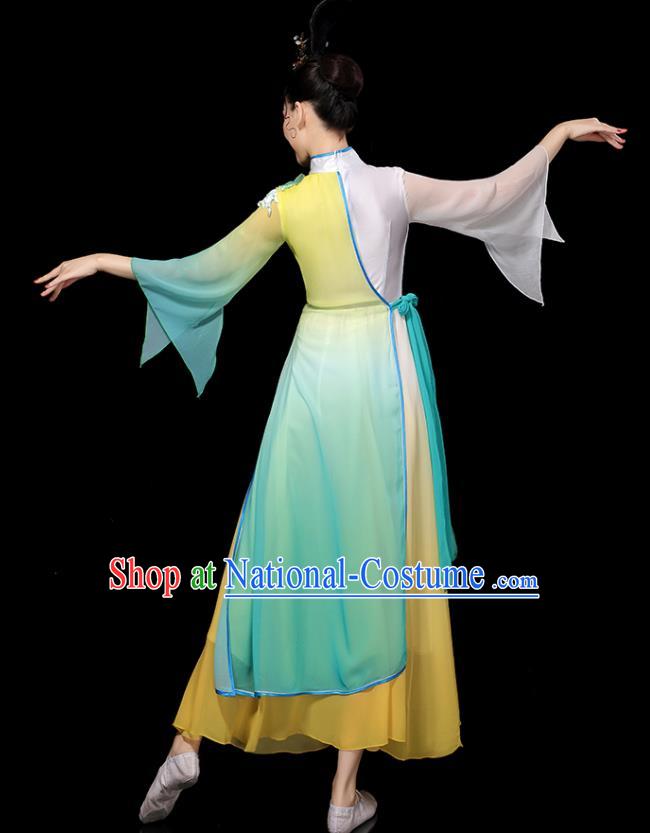 China Umbrella Dance Dress Palace Fan Dance Green Outfits Woman Performance Clothing Classical Dance Garment Costumes