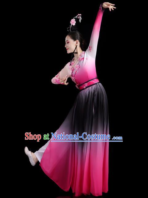 China Fan Dance Pink Dress Jasmine Flower Performance Outfits Woman Dancewear Classical Dance Clothing Umbrella Dance Garment Costumes