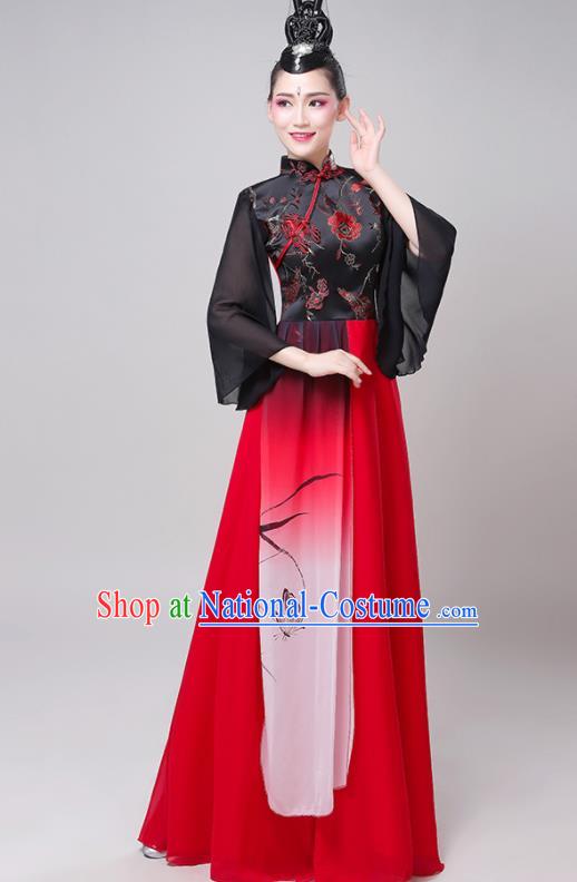 Professional China Opening Dance Red Dress Women Group Dance Costume Chorus Performance Garments Modern Dance Clothing