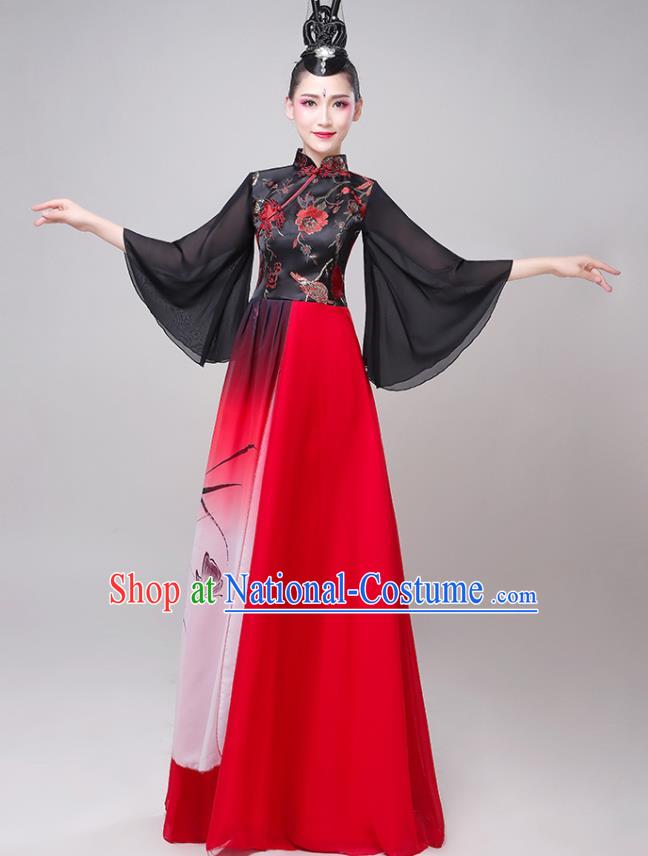 Professional China Opening Dance Red Dress Women Group Dance Costume Chorus Performance Garments Modern Dance Clothing