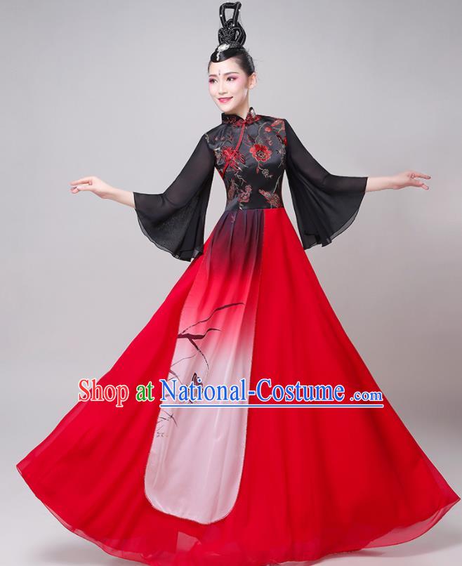 Professional China Opening Dance Red Dress Women Group Dance Costume Chorus Performance Garments Modern Dance Clothing