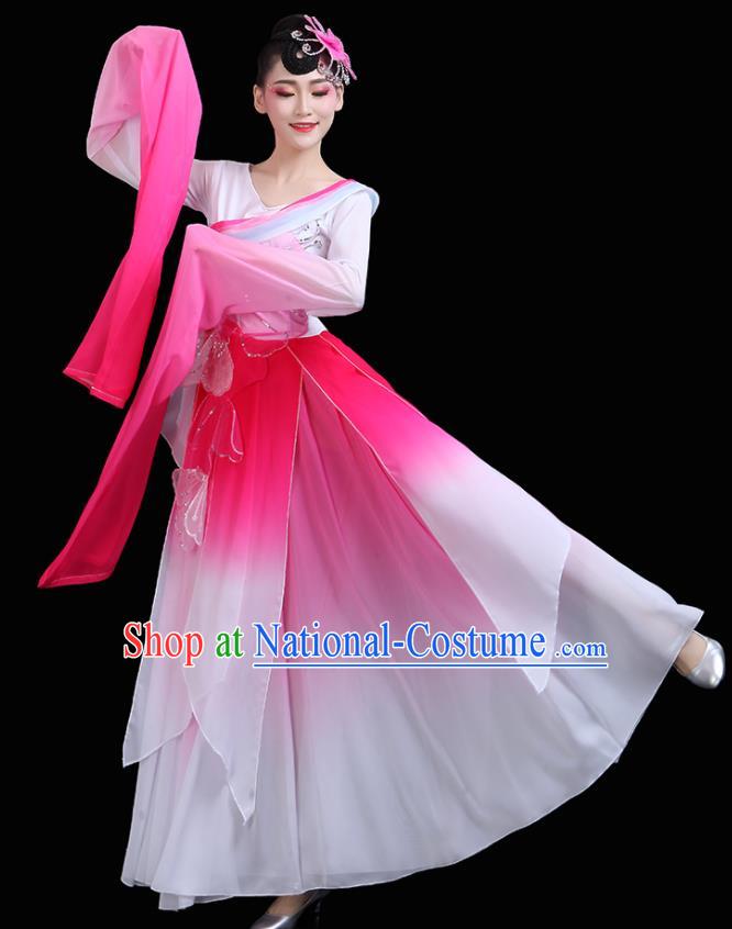 China Classical Dance Clothing Umbrella Dance Garment Costumes Water Sleeve Dance Pink Dress Jinghong Dance Outfits Woman Dancewear