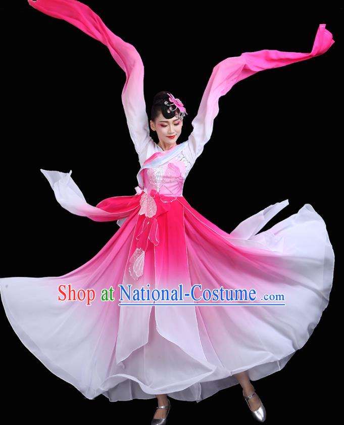 China Classical Dance Clothing Umbrella Dance Garment Costumes Water Sleeve Dance Pink Dress Jinghong Dance Outfits Woman Dancewear