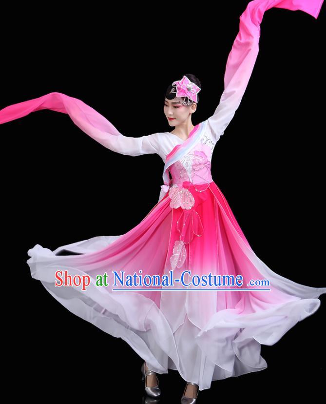 China Classical Dance Clothing Umbrella Dance Garment Costumes Water Sleeve Dance Pink Dress Jinghong Dance Outfits Woman Dancewear