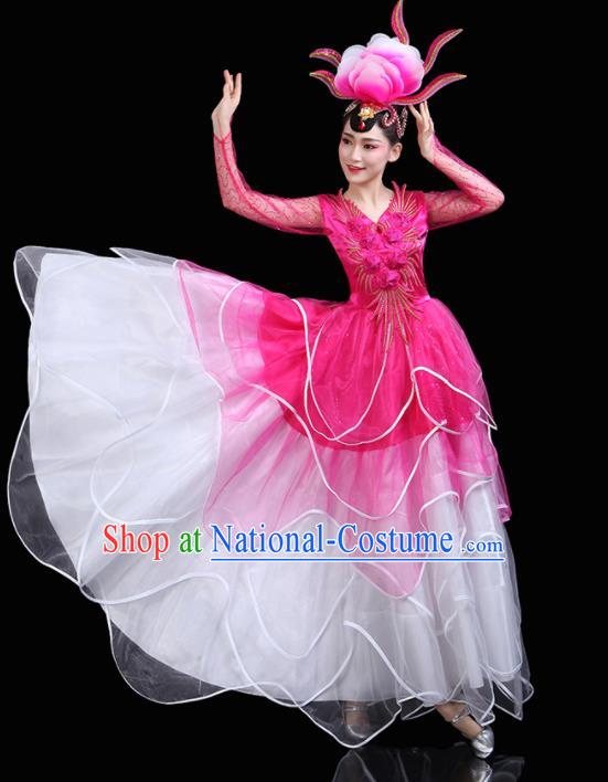 Professional China Spring Festival Gala Opening Dance Pink Dress Women Group Dance Costume Chorus Performance Garments Modern Dance Clothing