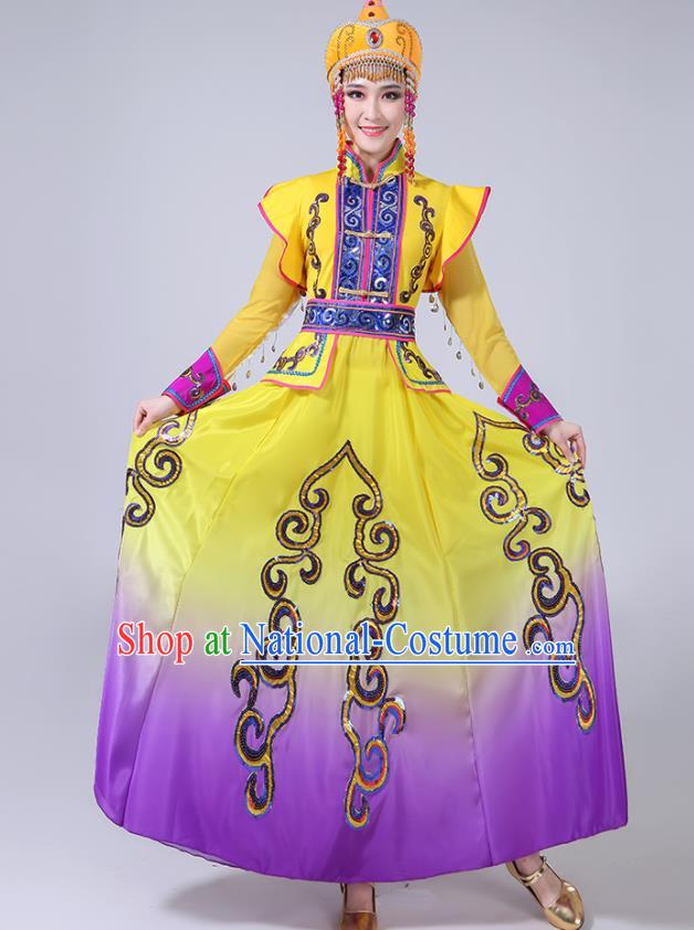 Chinese Ethnic Festival Performance Costumes Mongol Nationality Female Dance Dress Outfits Mongolian Minority Folk Dance Clothing