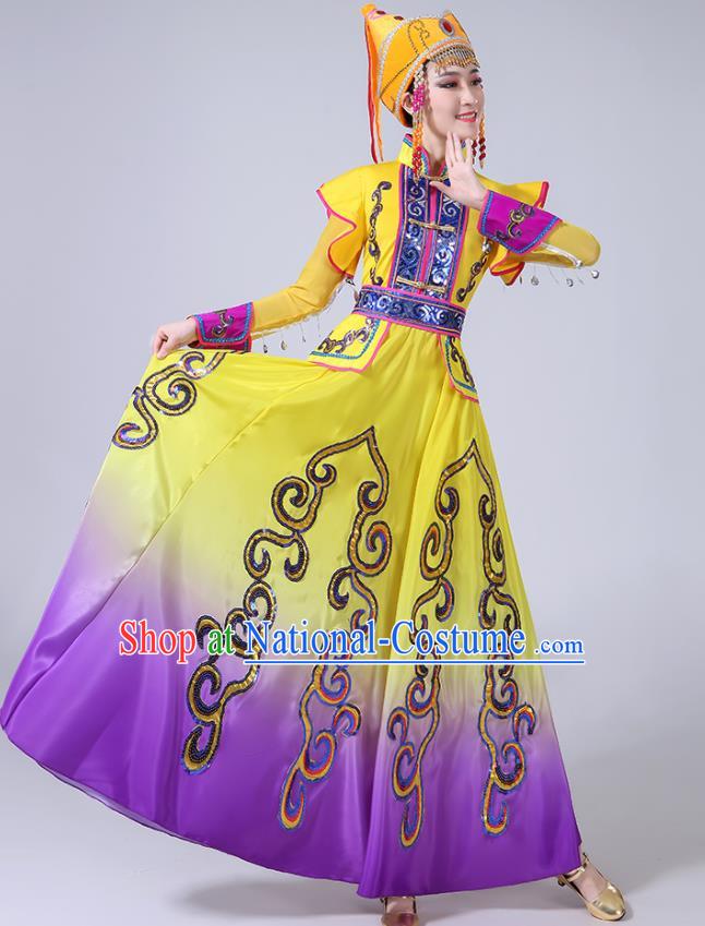 Chinese Ethnic Festival Performance Costumes Mongol Nationality Female Dance Dress Outfits Mongolian Minority Folk Dance Clothing