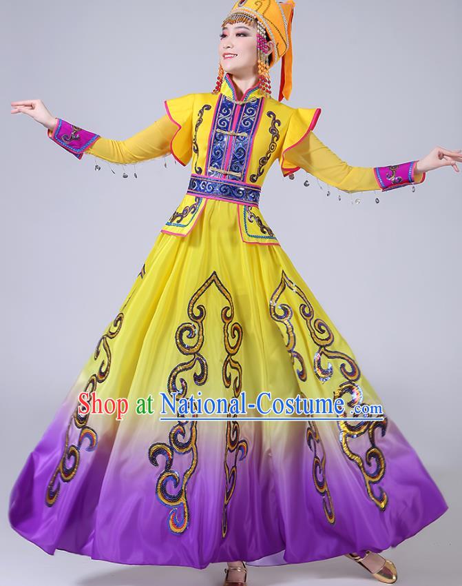 Chinese Ethnic Festival Performance Costumes Mongol Nationality Female Dance Dress Outfits Mongolian Minority Folk Dance Clothing