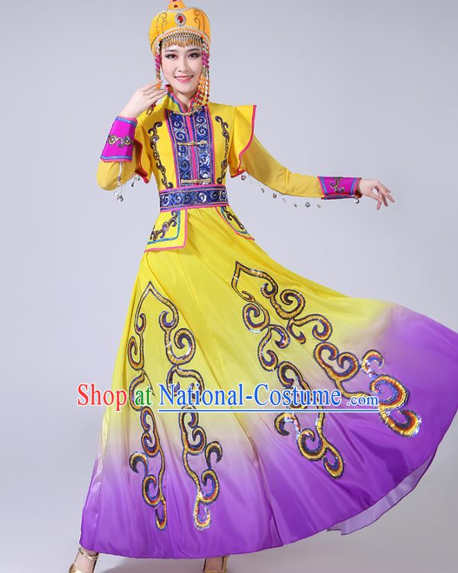 Chinese Ethnic Festival Performance Costumes Mongol Nationality Female Dance Dress Outfits Mongolian Minority Folk Dance Clothing