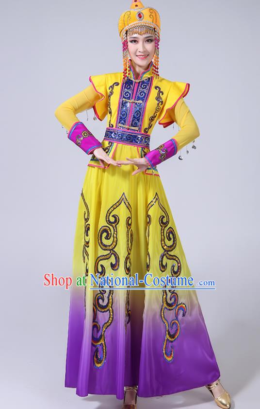 Chinese Ethnic Festival Performance Costumes Mongol Nationality Female Dance Dress Outfits Mongolian Minority Folk Dance Clothing