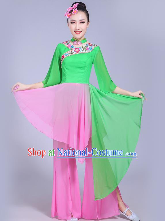 Chinese Folk Dance Costumes Yangko Performance Apparels Women Group Square Dance Clothing Traditional Fan Dance Outfits