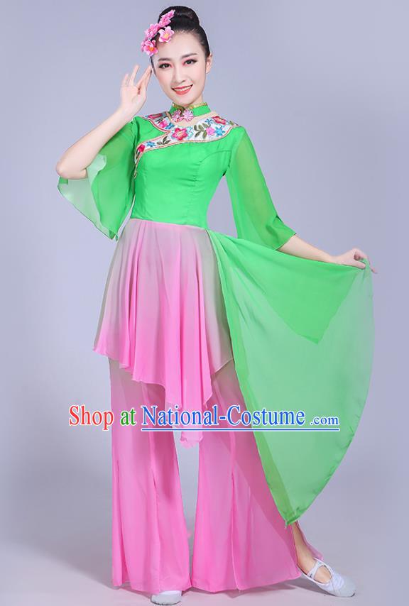 Chinese Folk Dance Costumes Yangko Performance Apparels Women Group Square Dance Clothing Traditional Fan Dance Outfits