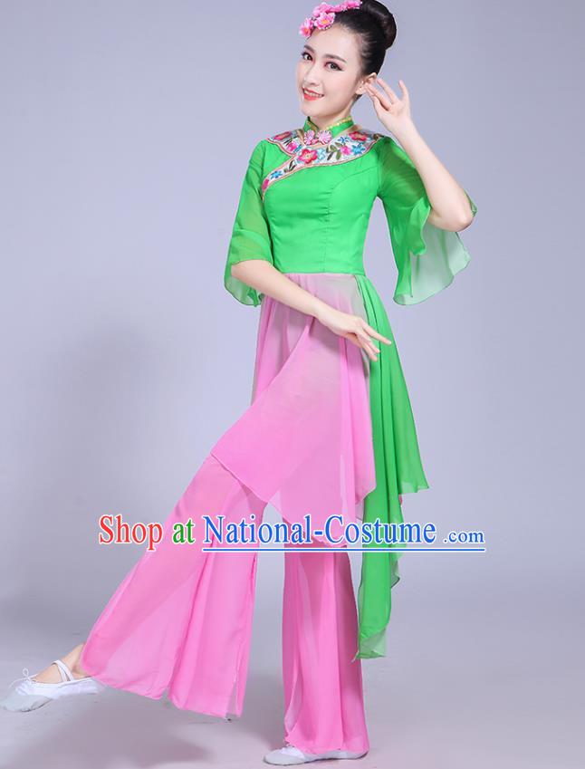 Chinese Folk Dance Costumes Yangko Performance Apparels Women Group Square Dance Clothing Traditional Fan Dance Outfits