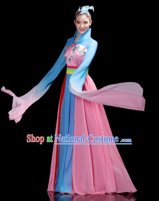 China Water Sleeve Dance Pink Dress Outfits Woman Dancewear Classical Dance Clothing Umbrella Dance Garment Costumes