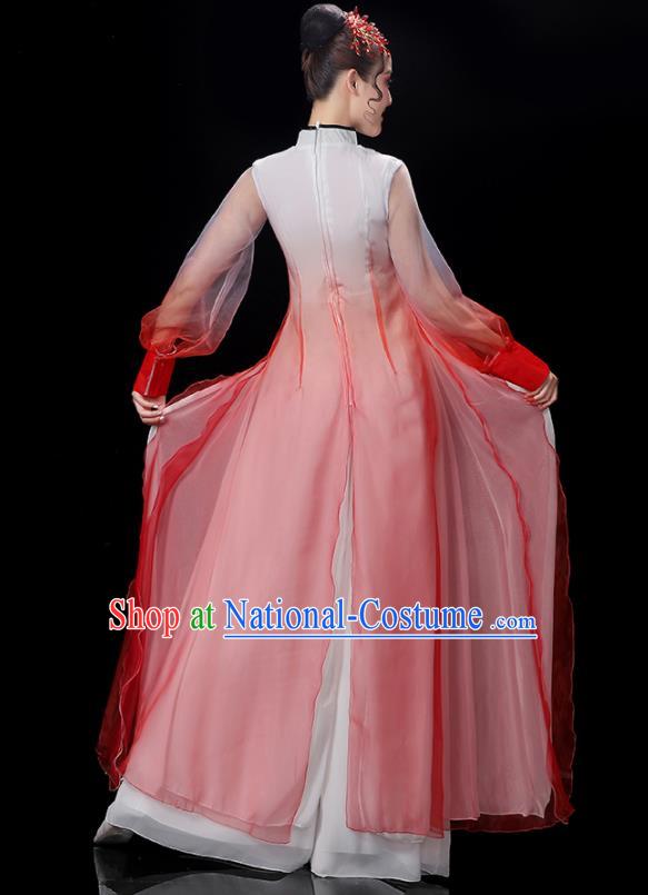 China Woman Dancewear Classical Dance Clothing Umbrella Dance Garment Costumes Group Fan Performance Red Outfits