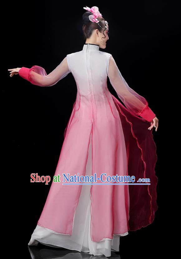 China Umbrella Dance Garment Costumes Group Fan Performance Rosy Outfits Woman Dancewear Classical Dance Clothing