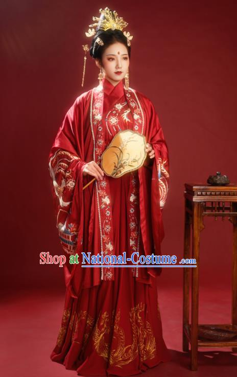 China Traditional Wedding Red Hanfu Dress Ming Dynasty Court Woman Historical Clothing Ancient Empress Garment Costumes Full Set