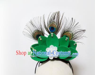 China Folk Dance Hair Clasp Ethnic Peacock Dance Feather Hair Crown Dai Uyghur Nationality Dance Hair Accessories