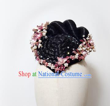 Chinese Classical Dance Hair Accessories Women Butterfly Dance Headdress Stage Performance Hairpieces Traditional Umbrella Dance Wigs Chignon