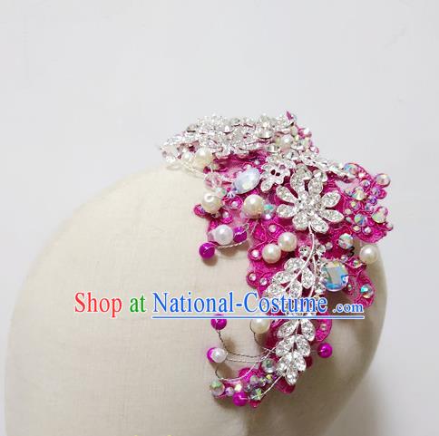 China Fan Dance Headpiece Women Yangge Hairpin Folk Dance Rosy Flowers Hair Comb Yangko Dance Hair Accessories