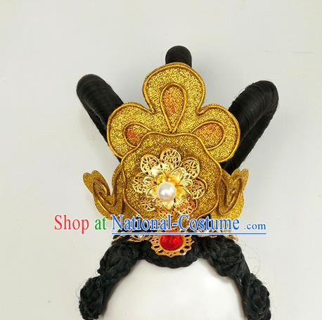 Chinese Flying Apsaras Dance Hairpieces Traditional Palace Dance Wigs Chignon Classical Dance Hair Accessories Women Group Dance Headdress