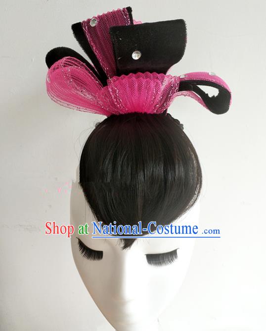 Chinese Traditional Fan Dance Wigs Chignon Classical Dance Hair Accessories Woman Group Dance Headdress Beauty Dance Hairpieces